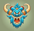 Head of roaring monster with horns and bared teeth Royalty Free Stock Photo