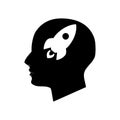 Head and rocket silhouette icon. On a white background Vector illustration Royalty Free Stock Photo