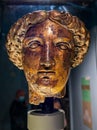 Head of Roman Goddess Sulis Minerva found in the Temple of Roman Baths at Bath in the UK