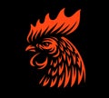 Head rooster illustration on dark background