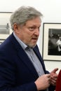 The head of the Russian party `Yabloko` Grigory Yavlinsky at a photo exhibition in the Moscow Central Exhibition Hall `Manege`