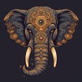 The head of a sacred elephant with a third eye, decorated with patterns, Royalty Free Stock Photo