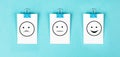 Head with a sad and a happy face, mental health concept, positive and negative mindset, depression, support and evaluation symbol Royalty Free Stock Photo