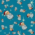 Head Santa Claus Christmas seamless background Royalty Free Stock Photo