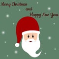 Head of Santa Claus. Congratulatory postcard. Merry Christmas  Merry New Year. Santa Claus with a gift Royalty Free Stock Photo