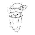 Head of Santa Claus in a hat and a beard in Doodle style. sketch is hand-drawn and isolated on white. Element of new year and Royalty Free Stock Photo