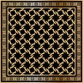 Head scarf golden pattern on black background with border