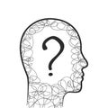 Head, scribble and question mark concept Royalty Free Stock Photo