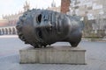 Head sculpture Eros Bendato on Market Square by polish artist Igor Mitoraj Royalty Free Stock Photo