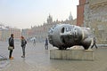 Head sculpture Eros Bendato on Market Square Royalty Free Stock Photo