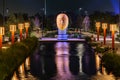 The Head sculpture by Jun Kaneko by the Reflection pool The Riverfront Omaha Nebraska Royalty Free Stock Photo