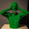Head separated from the Body in green. Made 100% of Lego Bricks.