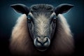Head of a sheep on a dark background. Generative AI Royalty Free Stock Photo