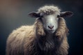 Head of a sheep on a dark background. Generative AI Royalty Free Stock Photo