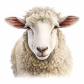 Realistic Sheep Head Illustration On White Background