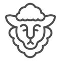 Head of sheep with wool line icon, Happy Easter concept, happy goat head sign on white background, sheep portrait icon