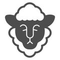 Head of sheep with wool solid icon, Happy Easter concept, happy goat head sign on white background, sheep portrait icon