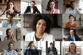 Head shot diverse business people partners engaged in online conference Royalty Free Stock Photo