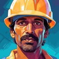 head shot of man construction worker working hard hardhat professional close-up portrait