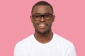 Head shot portrait smiling African American man in glasses Royalty Free Stock Photo