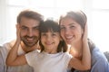 Head shot portrait happy family with little adorable daughter Royalty Free Stock Photo