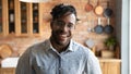 Head shot portrait of happy 30s african american hipster man. Royalty Free Stock Photo