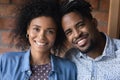 Head shot portrait smiling African American couple looking at camera Royalty Free Stock Photo