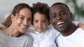 Head shot portrait smiling African American mother, father and son Royalty Free Stock Photo