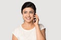 Happy smiling indian woman talking on mobile phone. Royalty Free Stock Photo