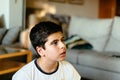 Head shot of young boy concentrating on playing video games Royalty Free Stock Photo