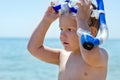 Little boy with goggles and snorkel Royalty Free Stock Photo