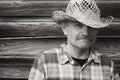 Head and shoulder portrait of a man in cowboy hat. Royalty Free Stock Photo