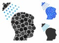 Head shower Mosaic Icon of Round Dots