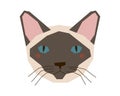 The head of a Siamese cat with blue eyes. The stylized face of a thoroughbred kitty. Vector illustration in a flat style Royalty Free Stock Photo