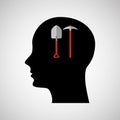 head silhouette black icon shovel and pick Royalty Free Stock Photo