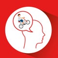 Head silhouette cyclist extreme sport