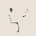Head silhouette. Face profile view. Royalty Free Stock Photo