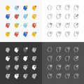 Head silhouette icons flat line think concept design vector set Royalty Free Stock Photo