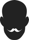A head silhouette with mustache.