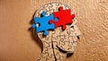 Head silhouette and puzzle pieces. Mental health Royalty Free Stock Photo