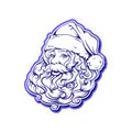 Head silhouette Santa Claus with a luxuriant beard and a hat.