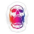 Skull head illustration on rainbow color