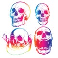 Skull head pack illustration on rainbow color