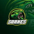 Head snake mascot logo design vector with badge emblem concept f