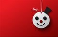 Head Snow man label on red background.black friday, christmas,new year,sale Royalty Free Stock Photo