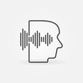 Head with Sound wave linear vector concept icon