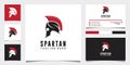 Head spartan logo vector design template icon and business card. Colour red and black