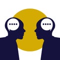 Head with speech bubble. Understand each other concept vector illustration Royalty Free Stock Photo
