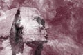 Head Sphinx egyptian aquarelle grunge background Royalty Free Stock Photo