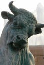 Head of statue of black bull in Nice, France